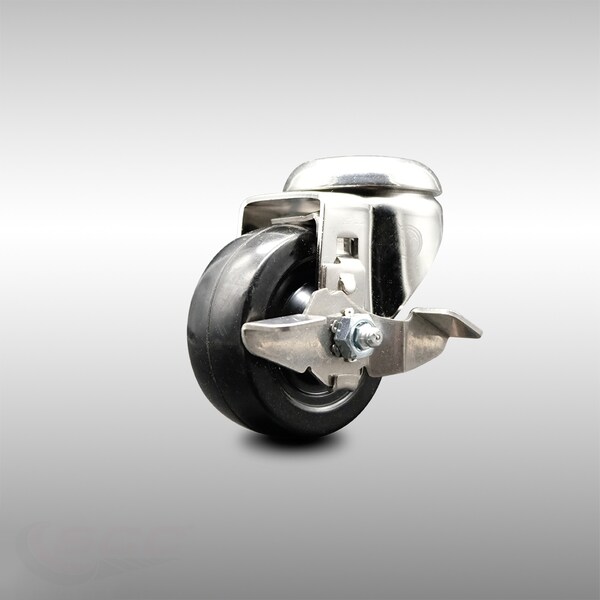 3 Inch 316SS Hard Rubber Wheel Swivel Bolt Hole Caster with Brake